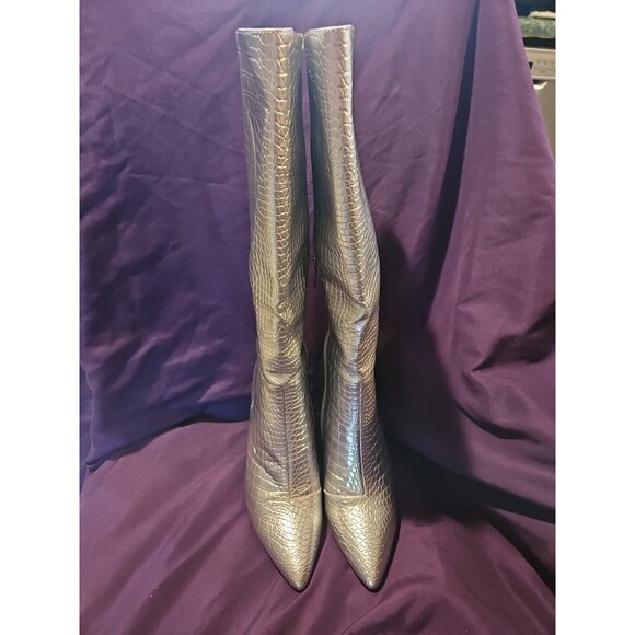 Modatope MT-B24 Womens Silver Pointed Toe Knee High Boots Size 7.5 - Picture 4 of 7